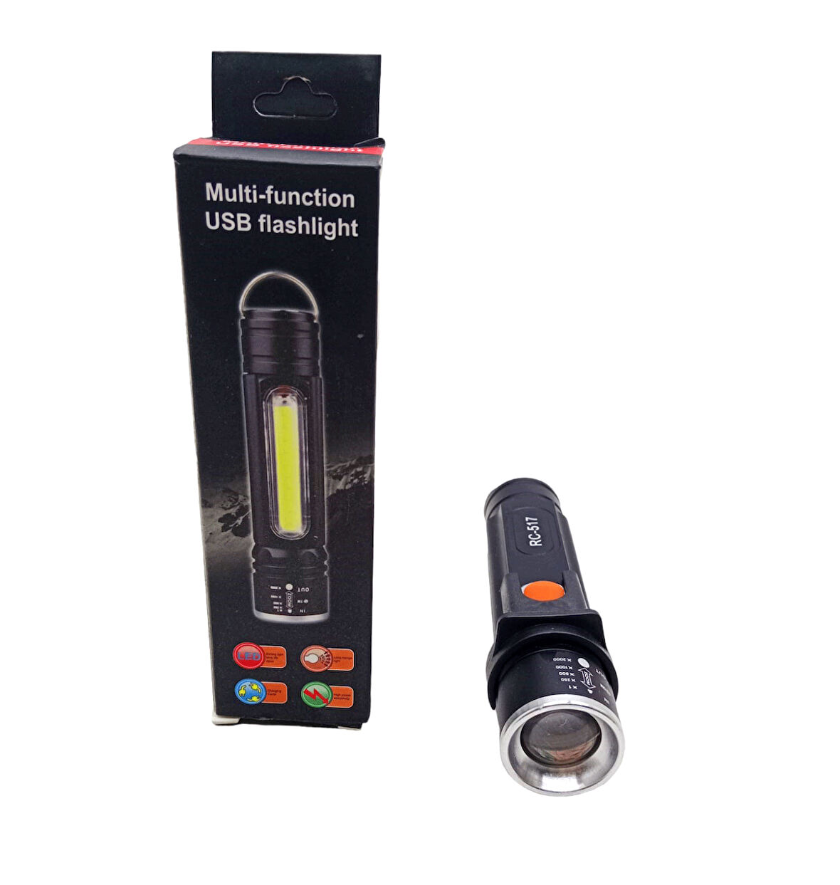 ZOMLU USB ŞARJLI EL FENERİ METAL KASA-Findit