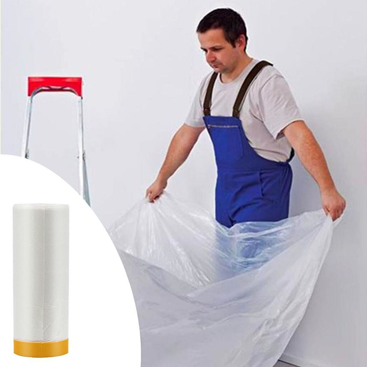 Boya Badana Eşya Koruma Hışır Örtüsü 280cm x 15 mt  Yapışkanlı Hışır Örtü-Findit
