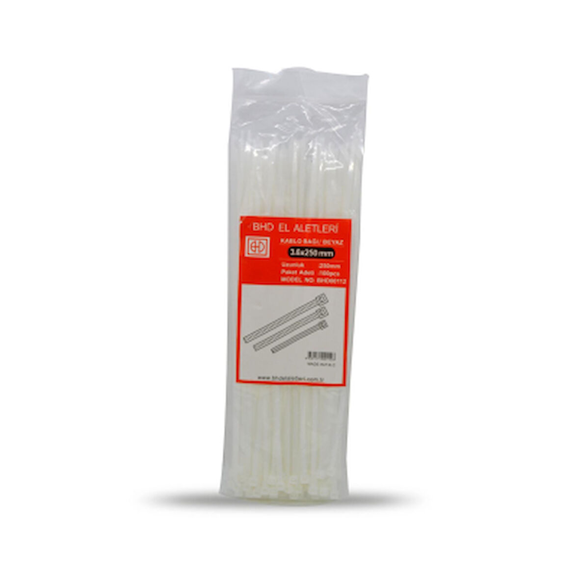 PLASTİK ÇIRT KELEPÇE 100 PARÇA BEYAZ 3.6X250MM-Findit
