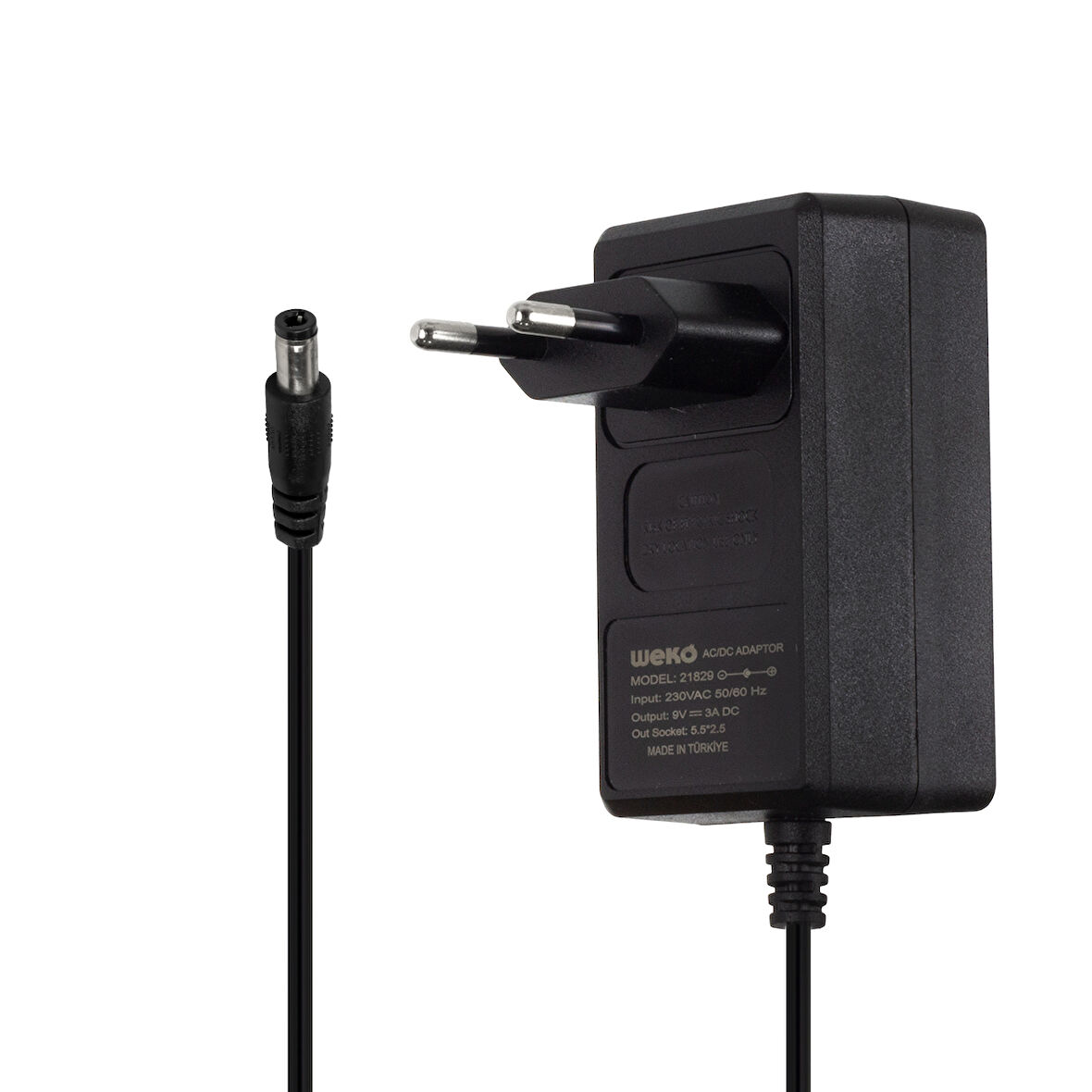 9 VOLT - 3 AMPER 5.5*2.5 UÇLU YERLİ ÜRETİM PLASTİK KASA PRİZ TİPİ ADAPTÖR-Findit