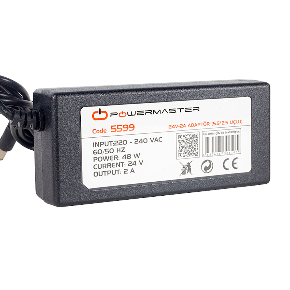 24 VOLT - 2 AMPER 5.5*2.5 UÇLU PLASTİK KASA MASAÜSTÜ ADAPTÖR-Findit