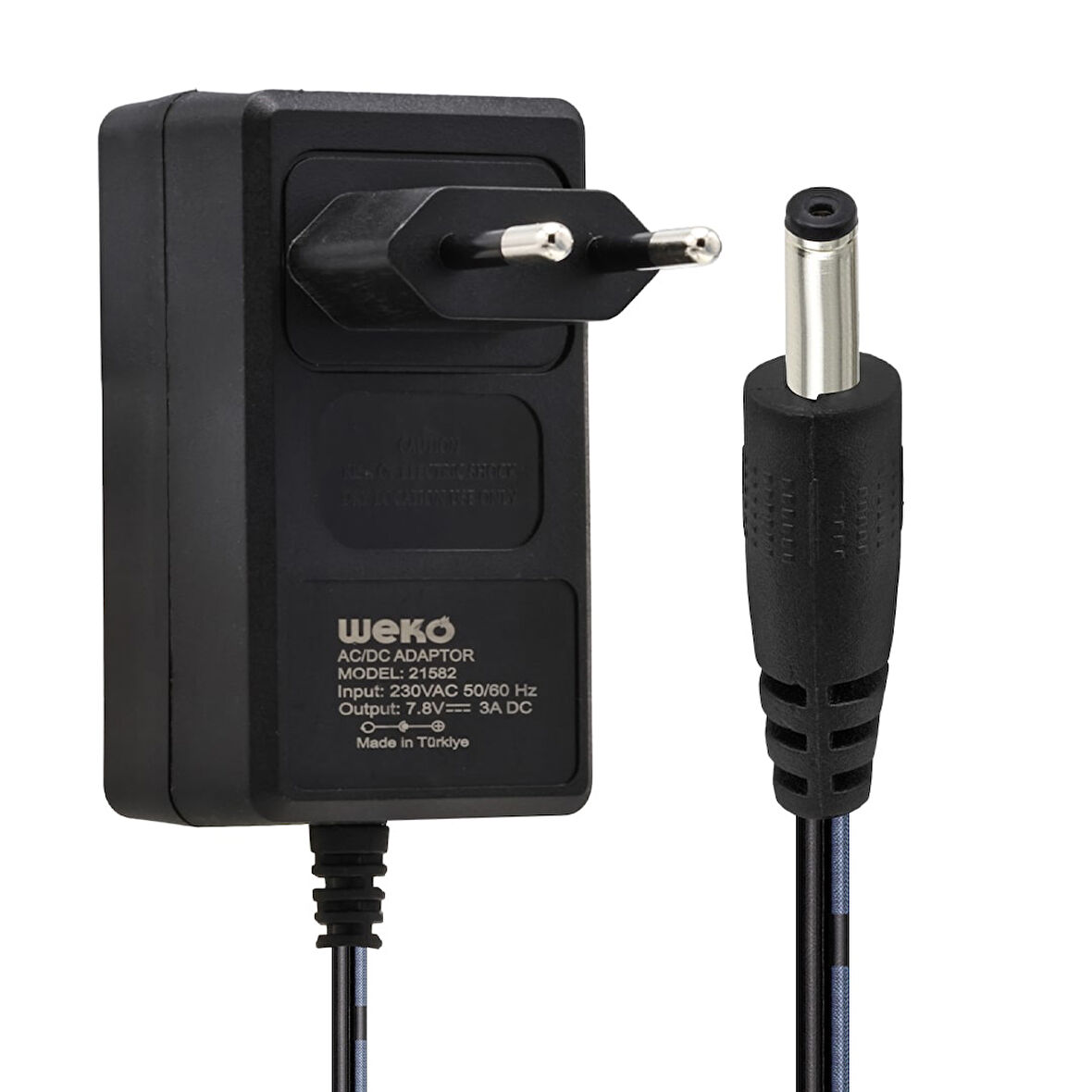 7.8 VOLT - 3 AMPER 3.5*1.35 UÇLU YERLİ ÜRETİM AC PLASTİK YAZAR KASA ADAPTÖRÜ-Findit