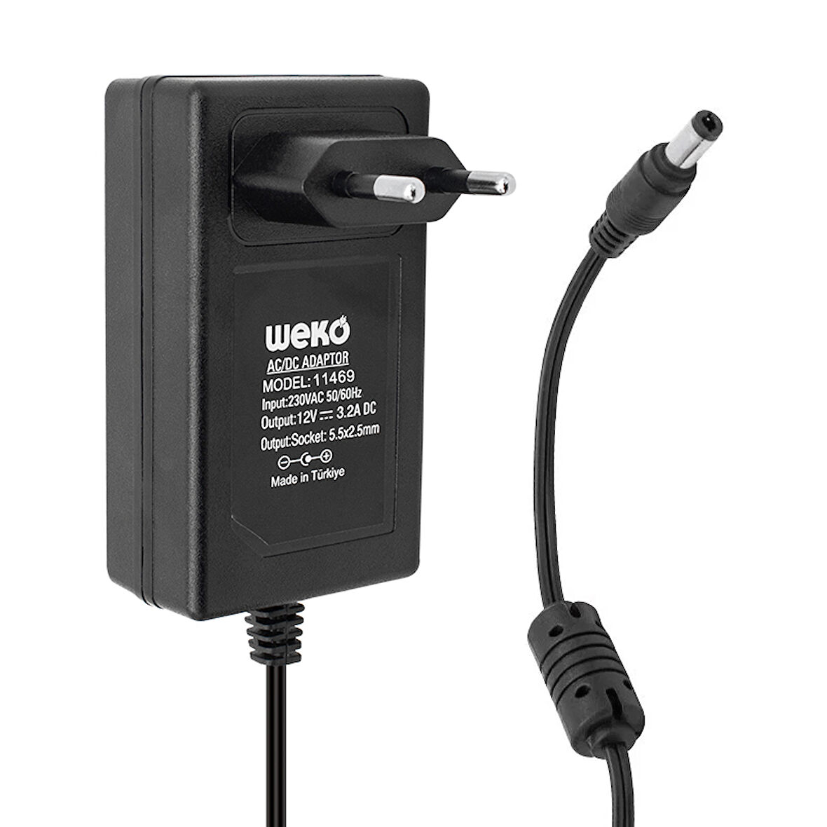12 VOLT - 3.2 AMPER - 38 WATT 5.5*2.5 UÇLU PLASTİK KASA PRİZ TİP ADAPTÖR KUTULU YERLİ ÜRETİM-Findit