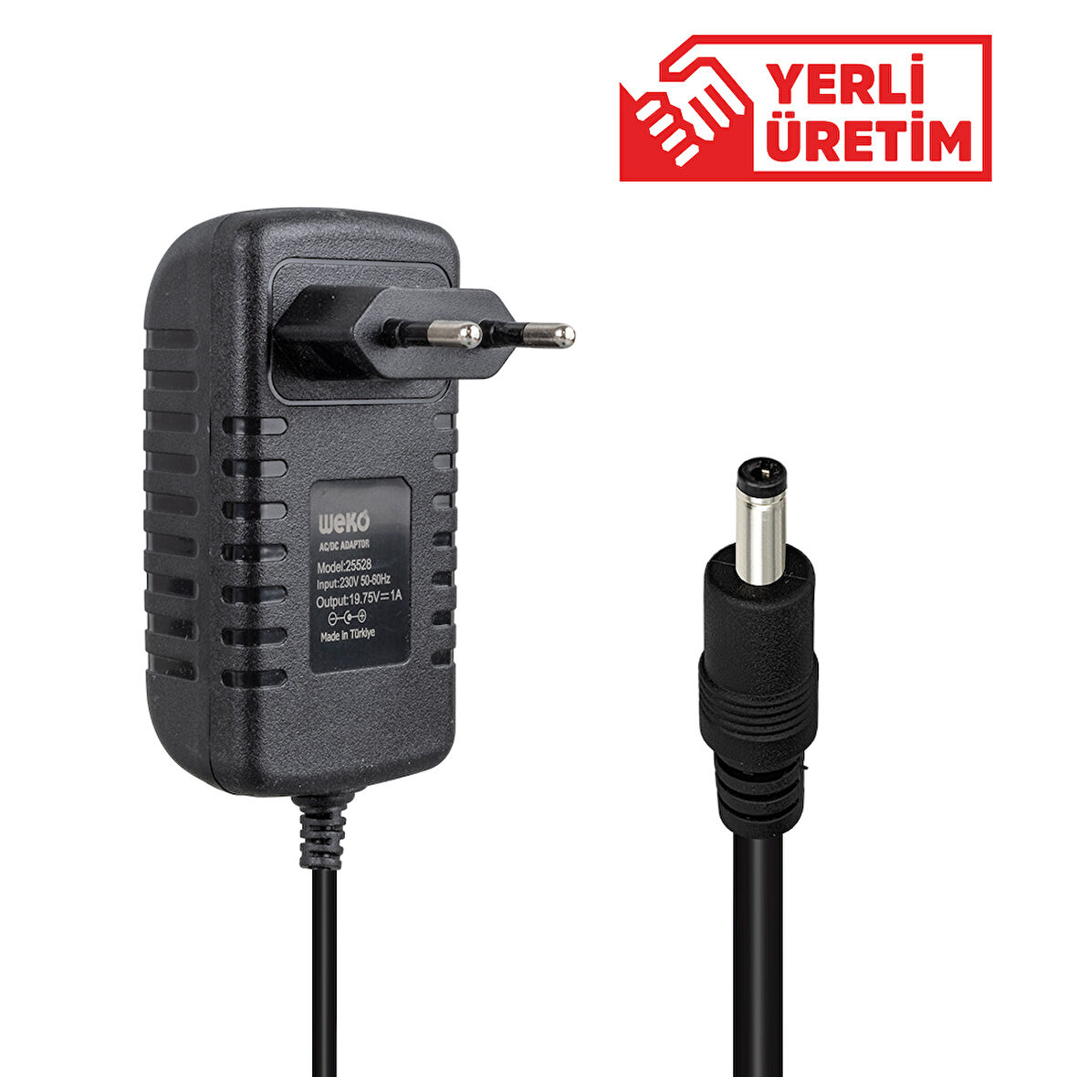19.75 VOLT - 1 AMPER 4.0*1.35 UÇLU YERLİ ÜRETİM PLASTİK KASA PRİZ TİPİ ADAPTÖR-Findit