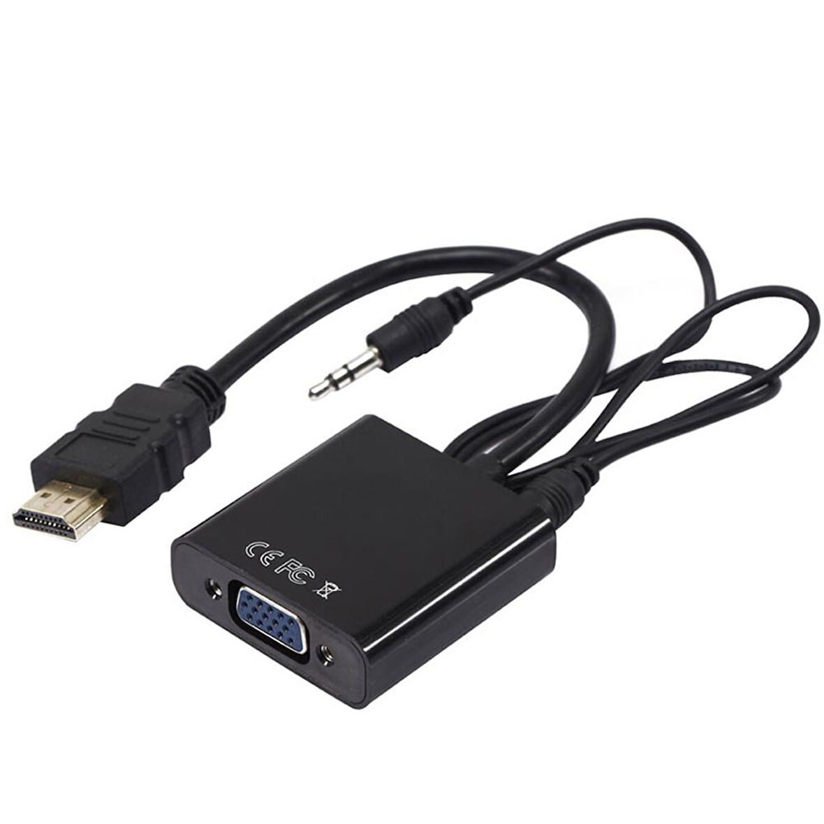 HDMI TO VGA ÇEVİRİCİ ADAPTÖR SES ÇIKIŞLI KUTULU-Findit