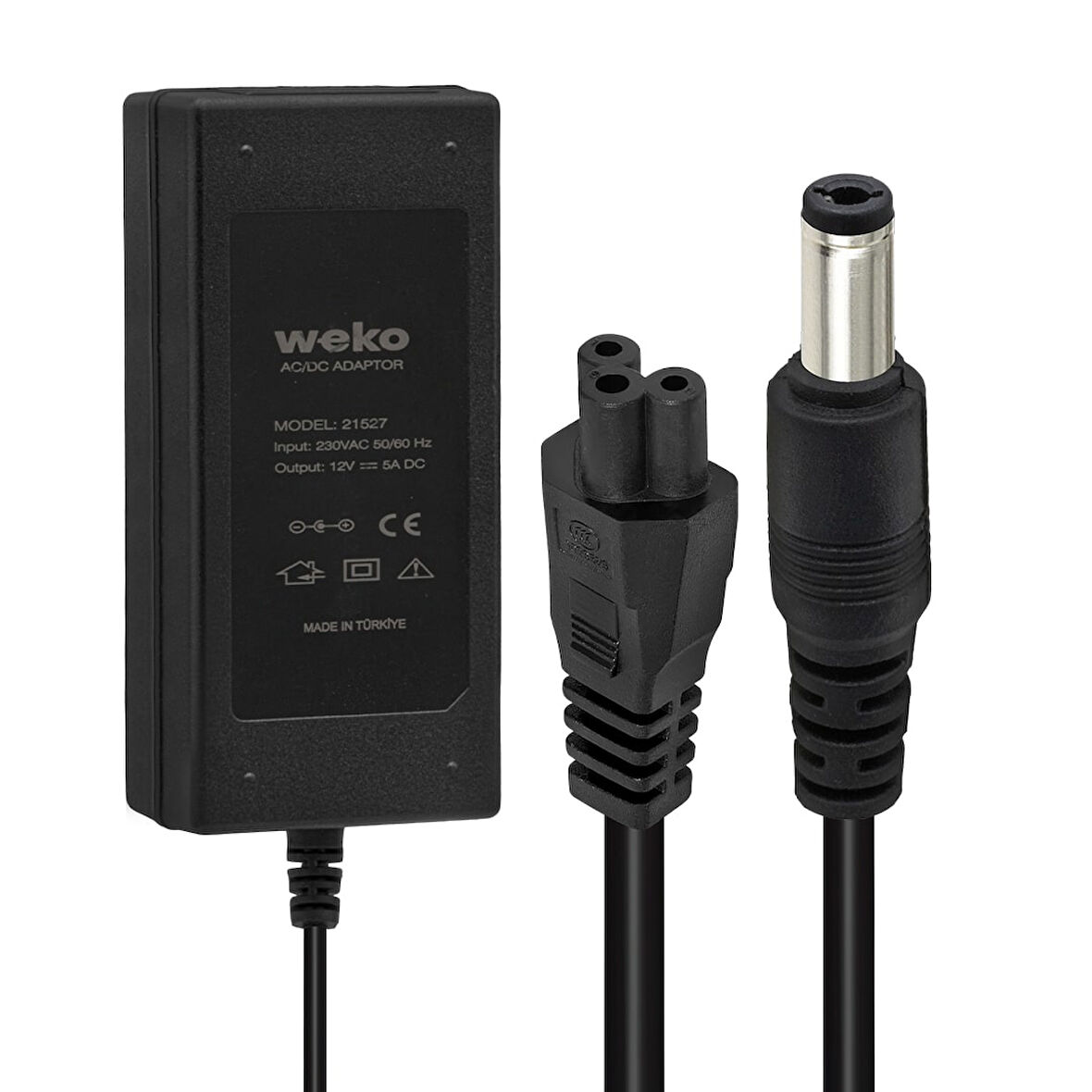 12 VOLT - 5 AMPER 5.5*2.5 UÇLU YERLİ ÜRETİM PLASTİK KASA MASAÜSTÜ ADAPTÖR-Findit