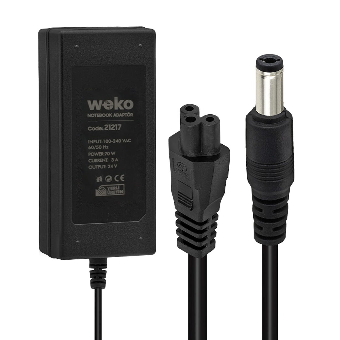 24 VOLT - 3 AMPER - 70 WATT 5.5*2.5 UÇLU YERLİ ÜRETİM NOTEBOOK ADAPTÖR-Findit