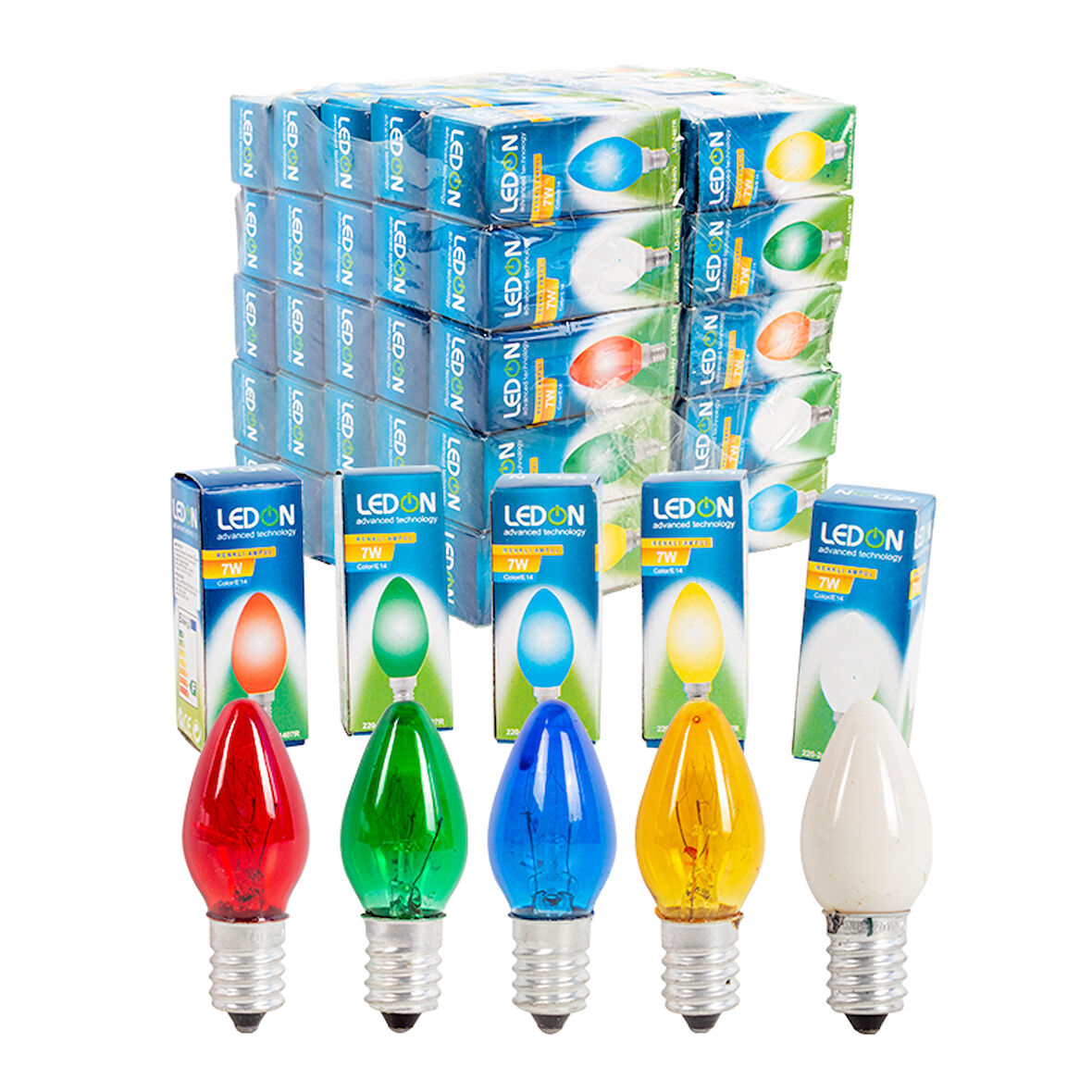 LEDON LD-1407R PARFÜM AMPUL RENKLİ 7W TEK E14 DUY (50LİK KUTU)-Findit