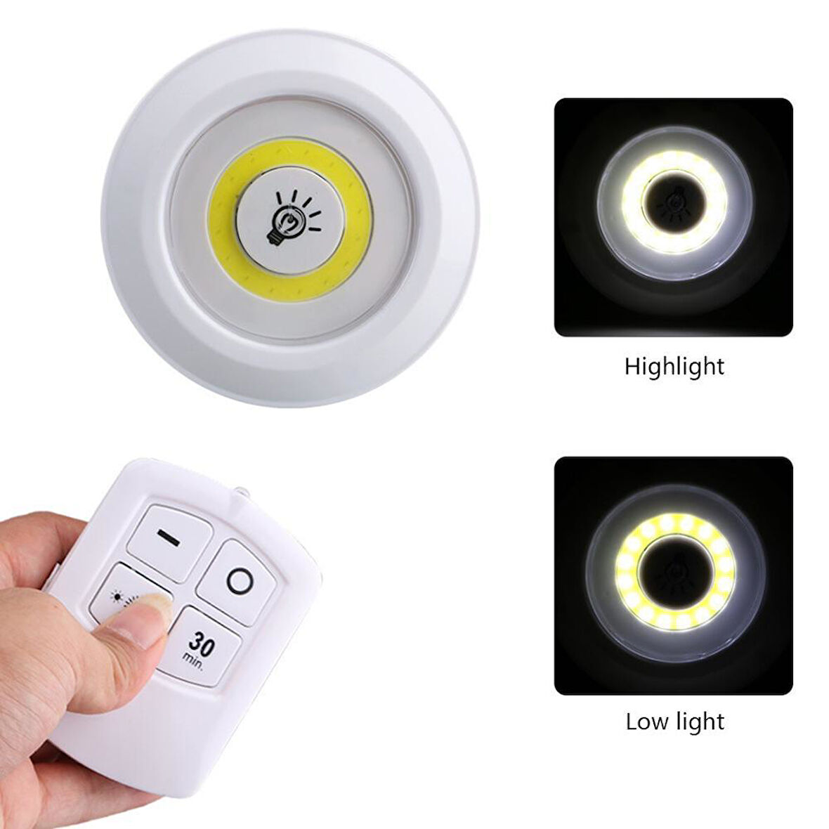 Uzaktan Kumandalı Yapışkanlı 3’lü Led Spot Lamba-Findit