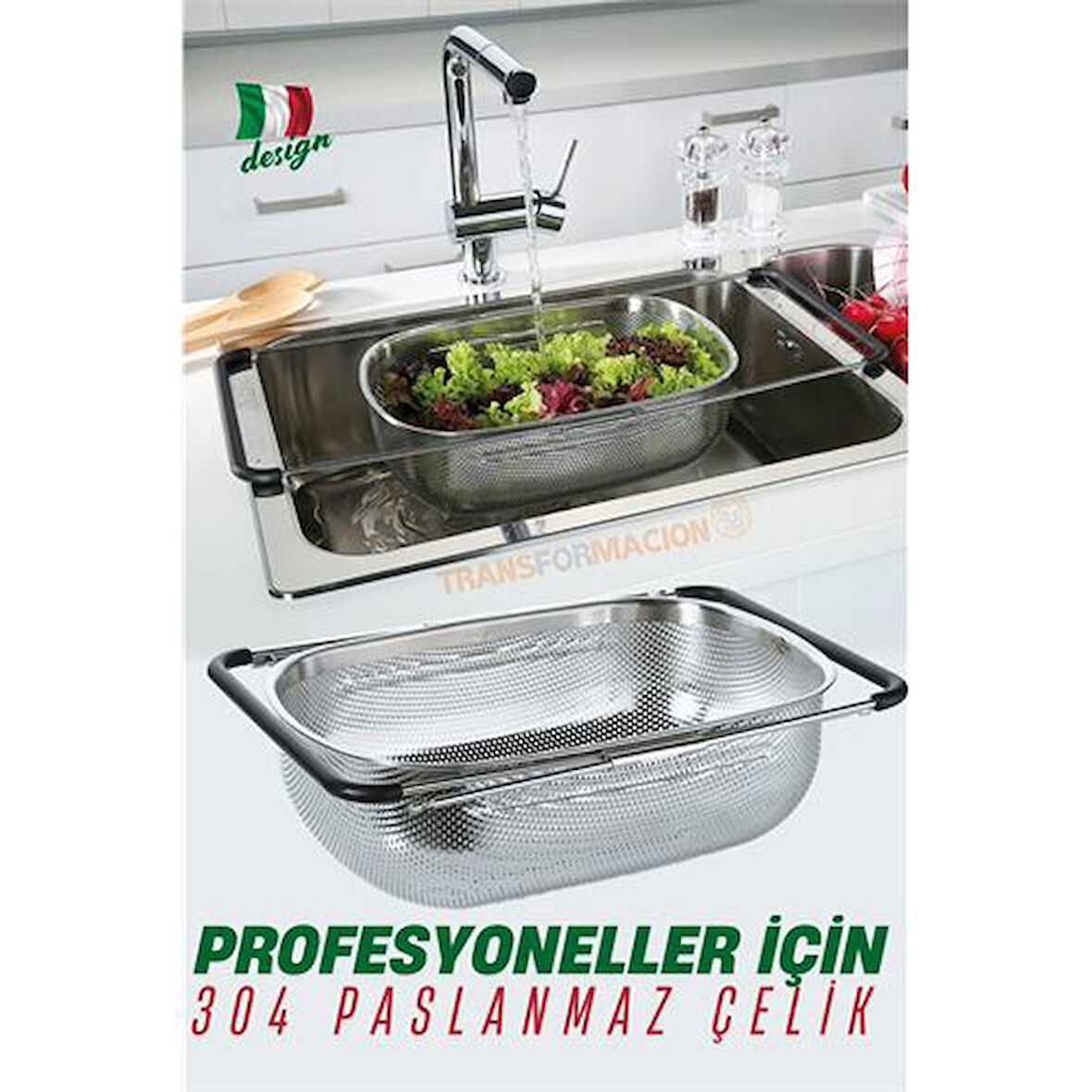 Lavabo Süzgeci Ayarlanabilir Kevgir 304 Paslanmaz Çelik