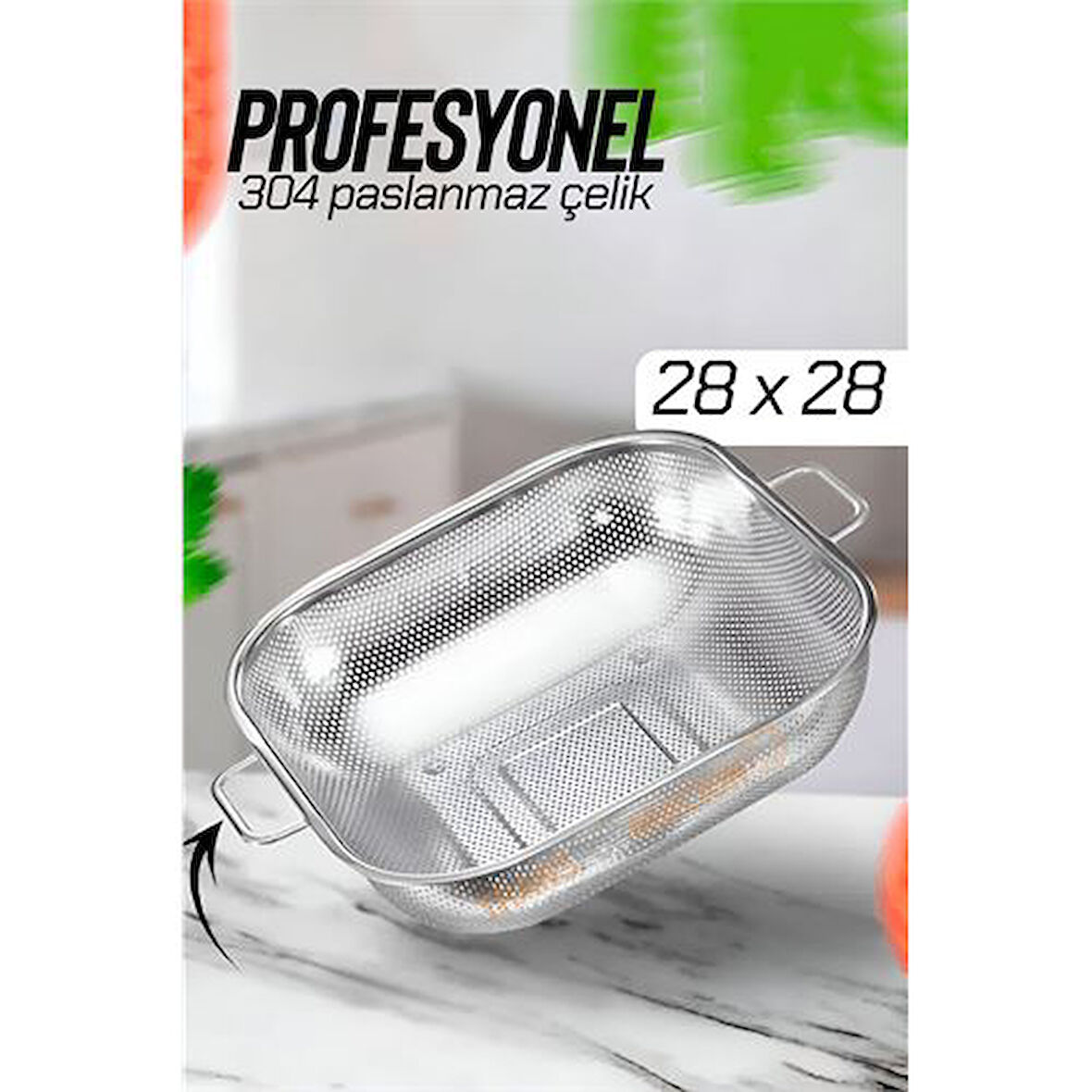 28 cm Kevgir Süzgeç 304 Paslanmaz Çelik