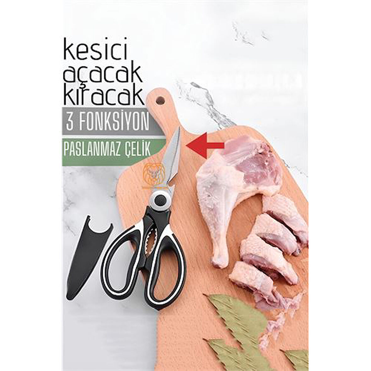 Modacar Tavuk Makası Çelik Mutfak Makası Açacak Kıracak Kesici Özelik