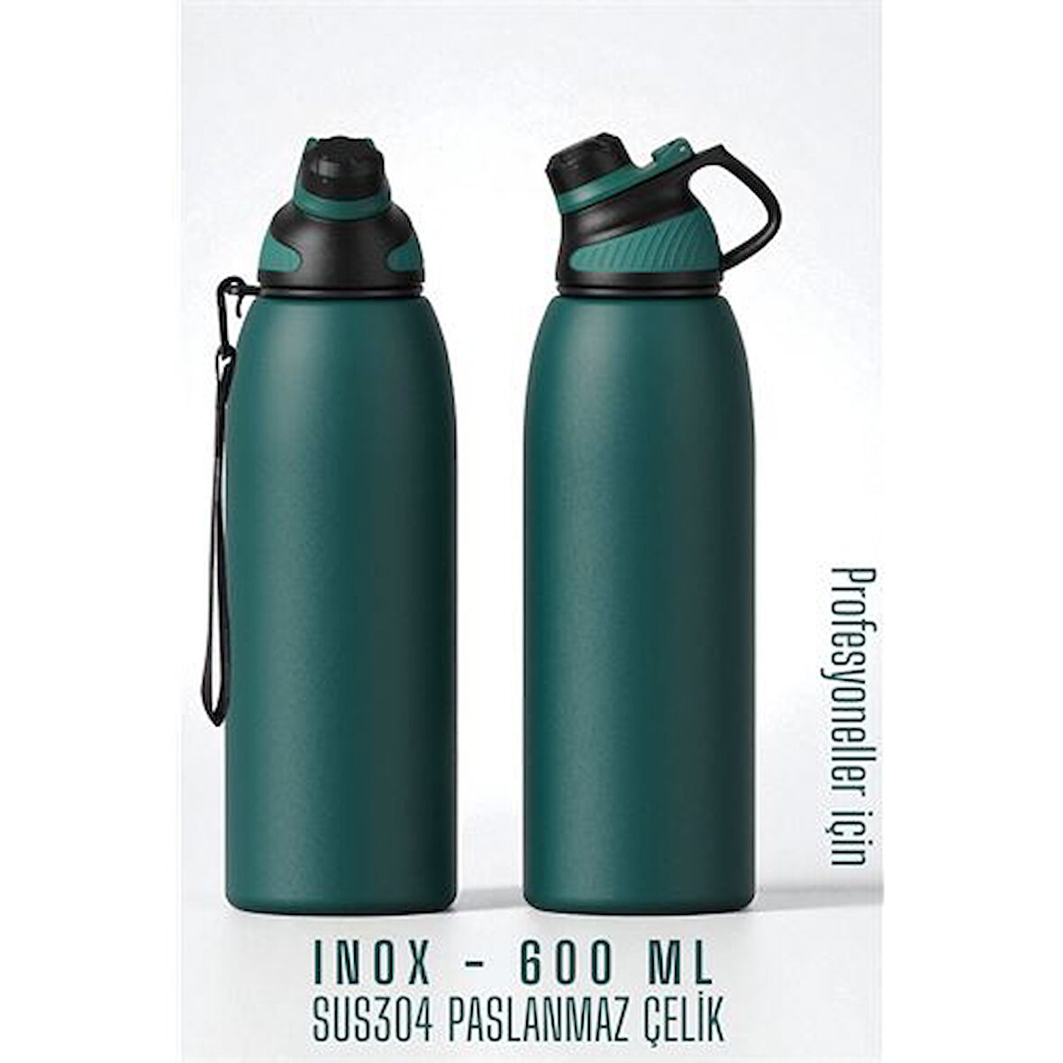 Inox Çelik Termos - 600 ml  SUS304 Çelik Termos Profesyonel YEŞİL