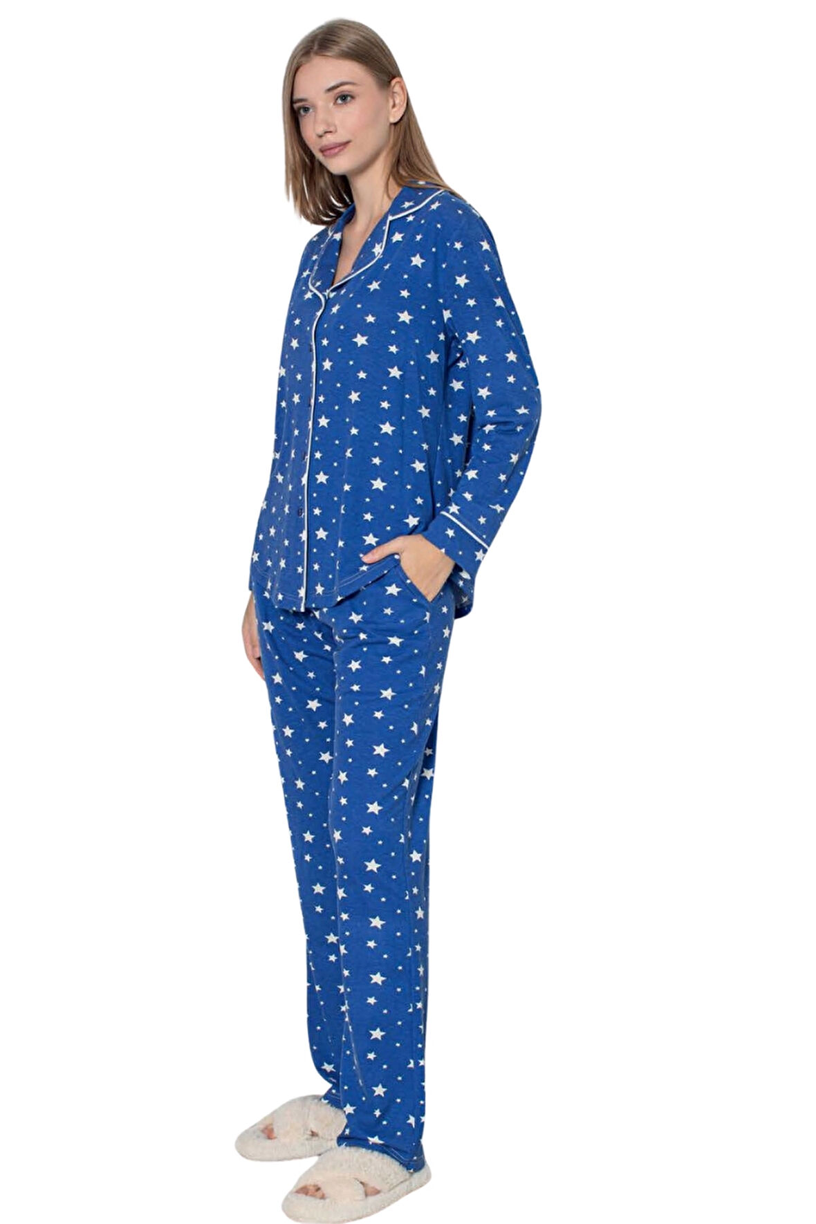 DESENLİ PAMUK VİSKON PİJAMA TAKIMI