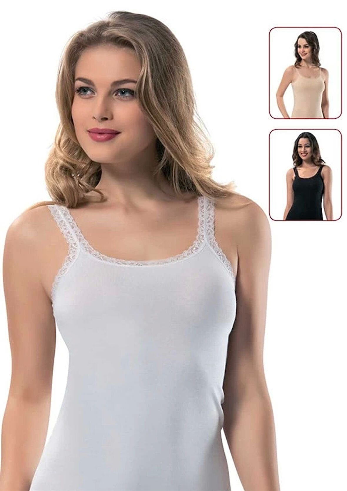 Kadın Dantel Askılı Kaskorse Atlet 2116