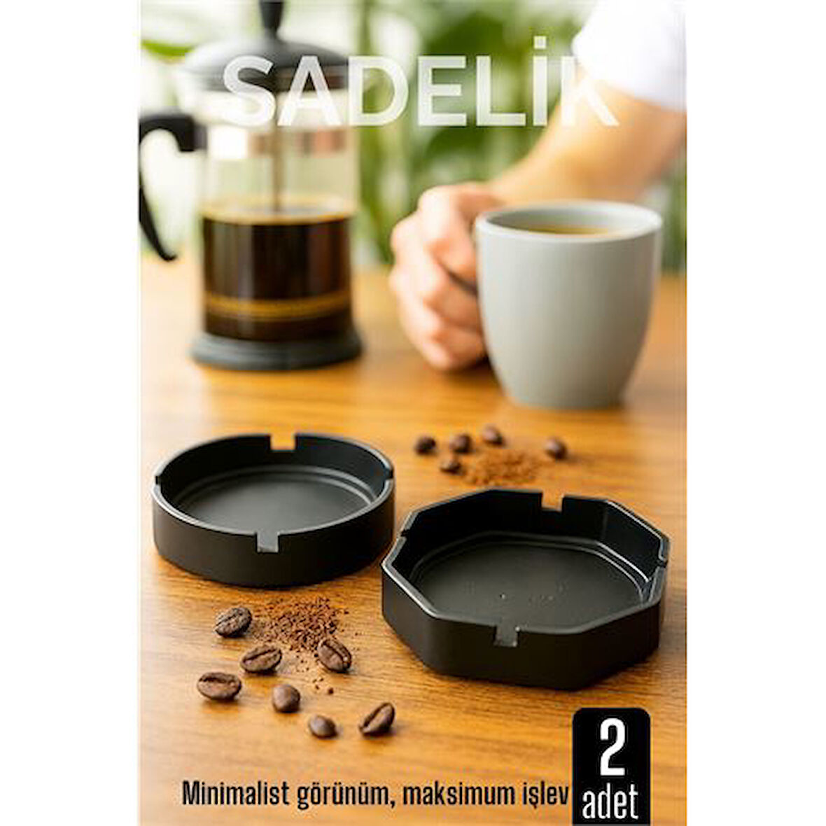2 li Karbon Plastik Küllük Seti  - Masaüstü Küllük  Kaymaz, Hafif ve Şık Tasarım