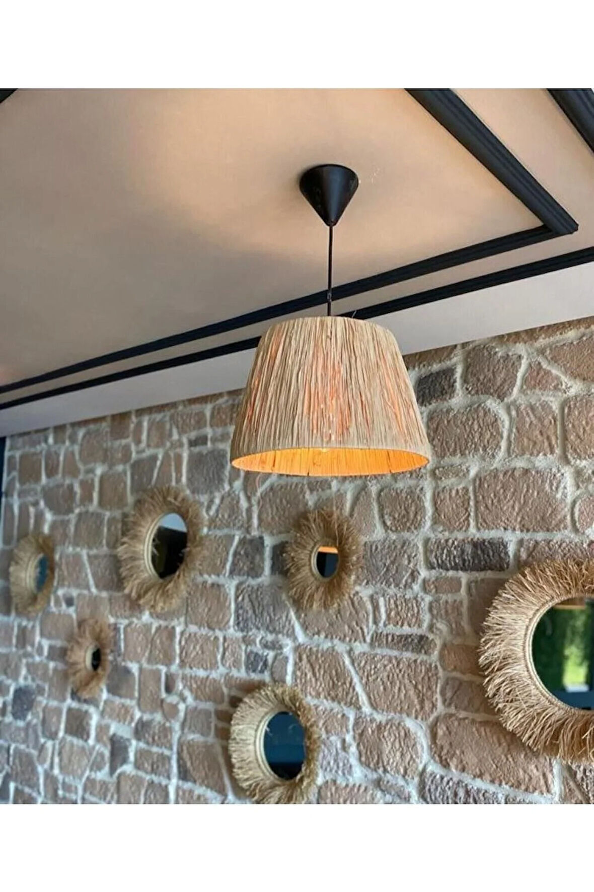 Lipsi Bohem Modern Hasır Rafya Avize