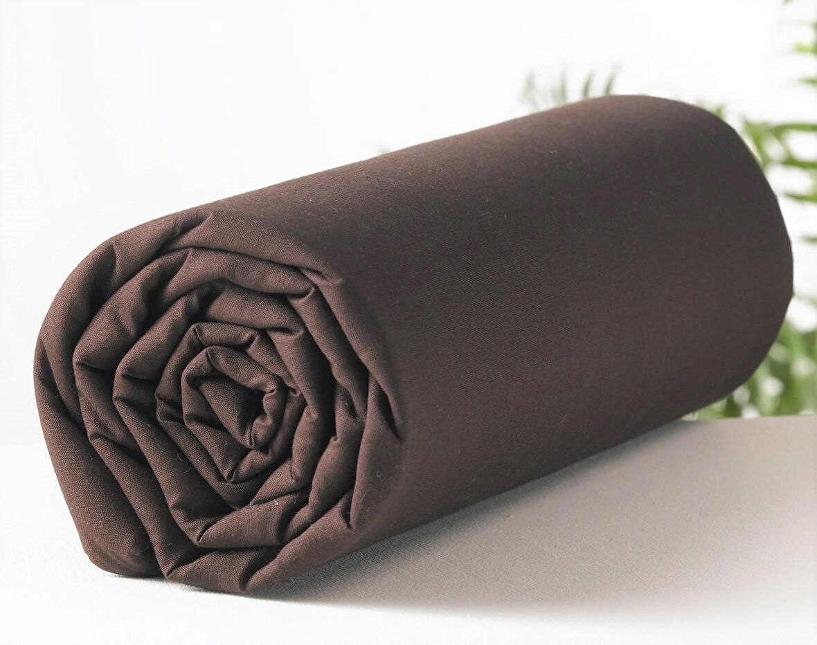 Makiteks %100 pamuklu kahverengi 90x190 ve 100x200 cm tek kişilik yataklara uyumlu lastikli çarşaf