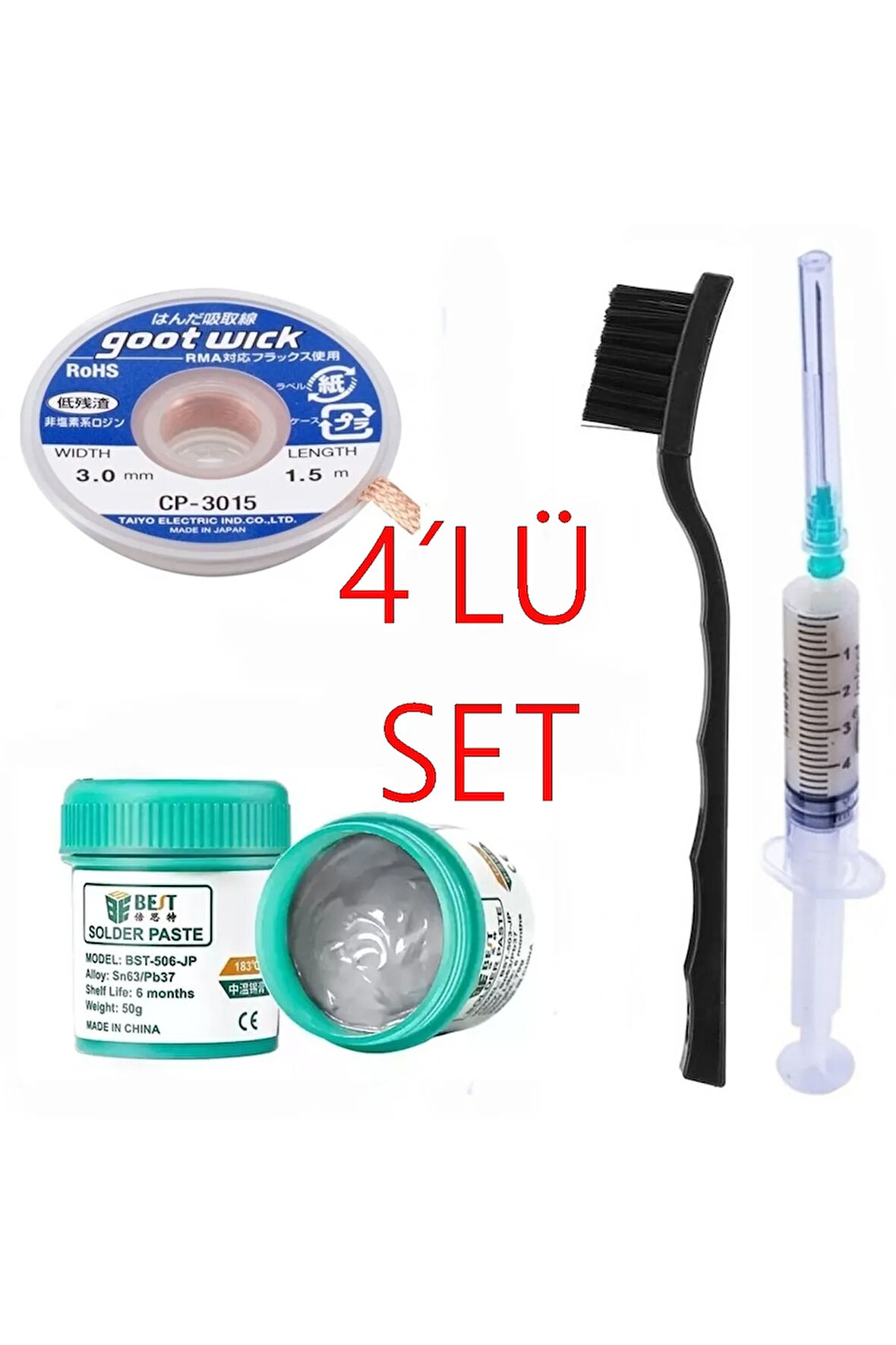 Krem Lehim Best Solder Paste 183°c Sn63/pb37 50g Flux Lehim Toplama Cp-3015 Lehim Emme Teli 3,0 Mm XXL01