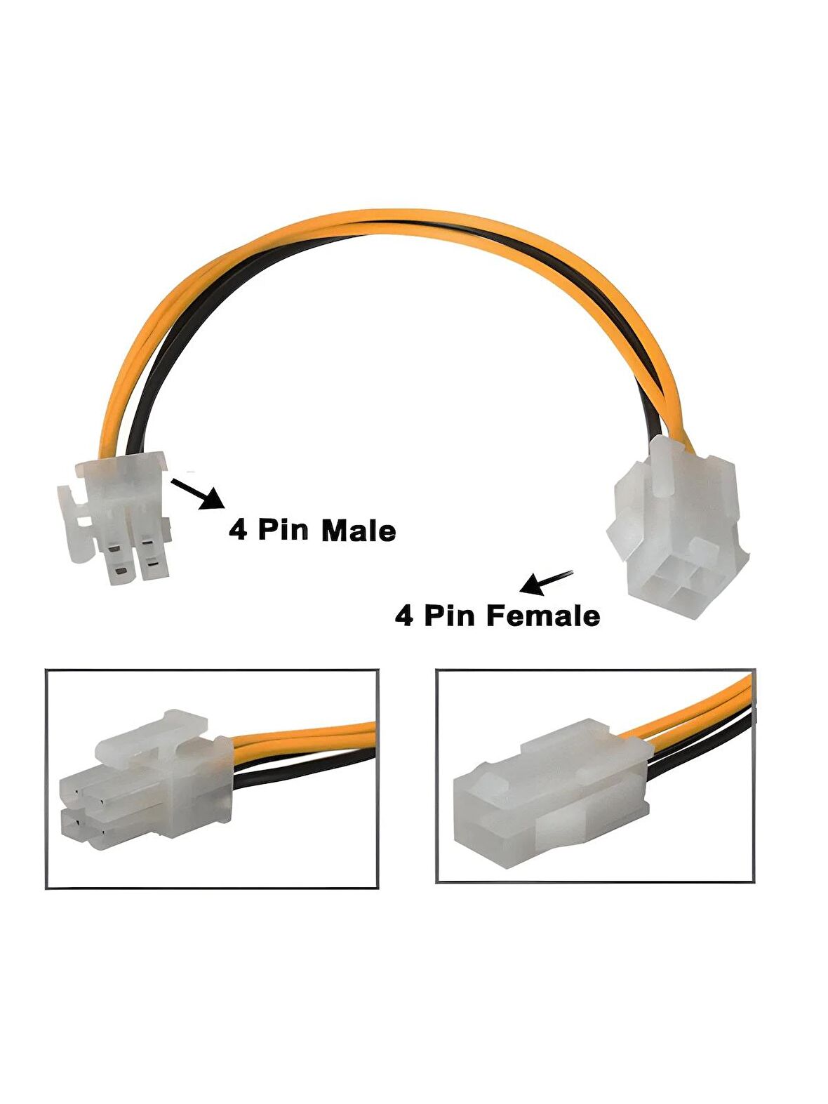 12v 4 Pin Atx Cpu Power Supply Uzatma Kablosu Dişi-Erkek