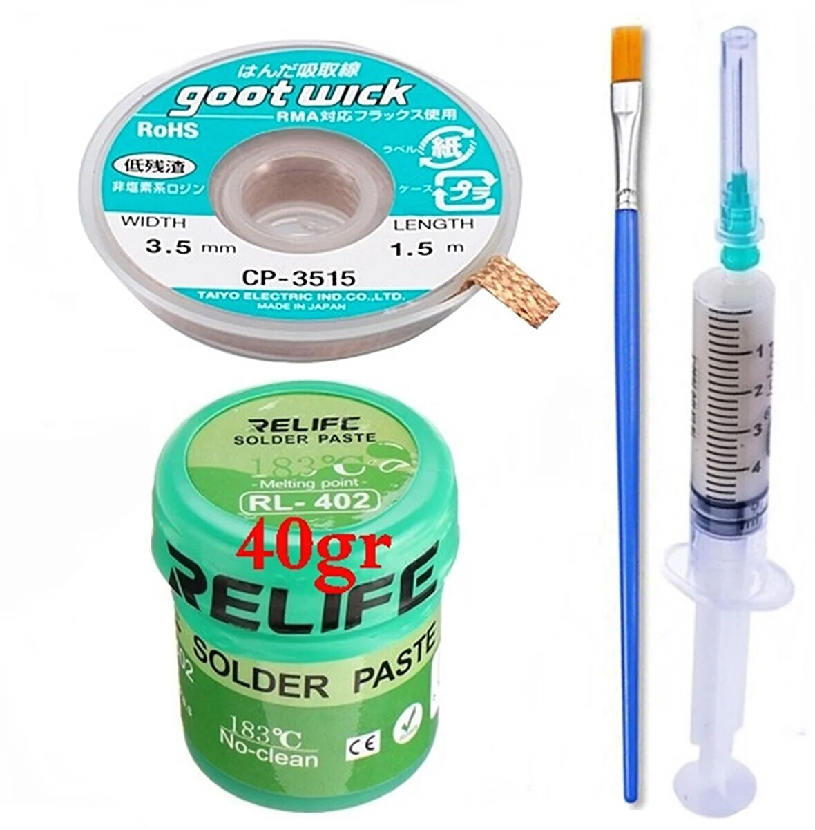 RELIFE RL-402 Krem Lehim Solder Paste 183° 40G Flux Lehim Toplama CP-3515 Emme Teli01