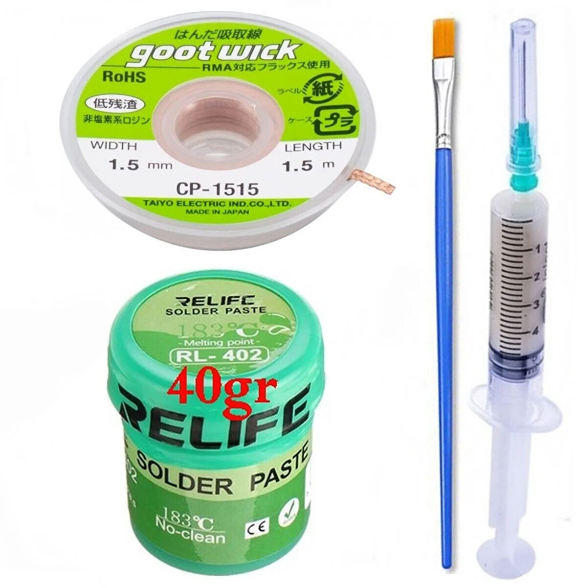 RELIFE RL-402 Krem Lehim Solder Paste 183° 40G Flux Lehim Toplama CP-1515 Emme Teli03
