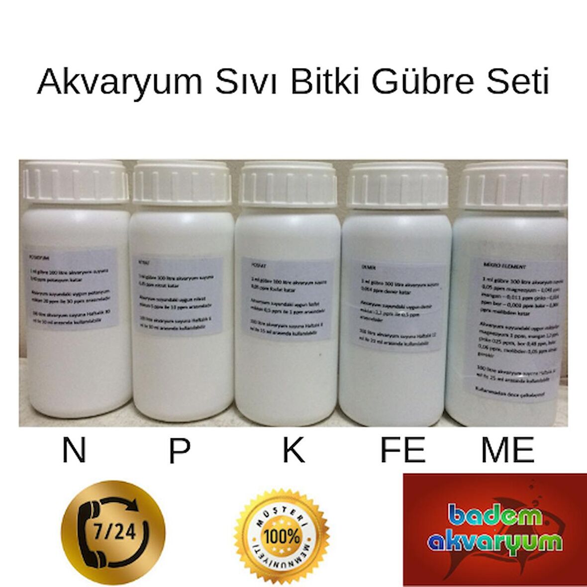 Akvaryum Sıvı Bitki Gübresi Seti 5’li N-P-K-ME-Fe