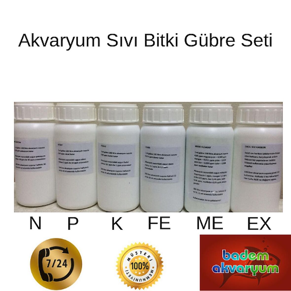 Akvaryum Sıvı Bitki Gübresi Seti 6’lı N-P-K-ME-Fe-Ex