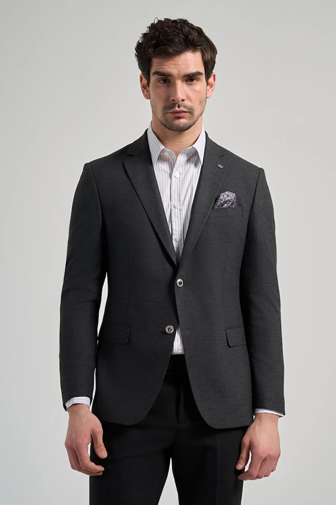 Düz Bez Ayağı Mono Yaka Tam Astar Esnek 6 Drop Slim Fit Ceket 1002245903