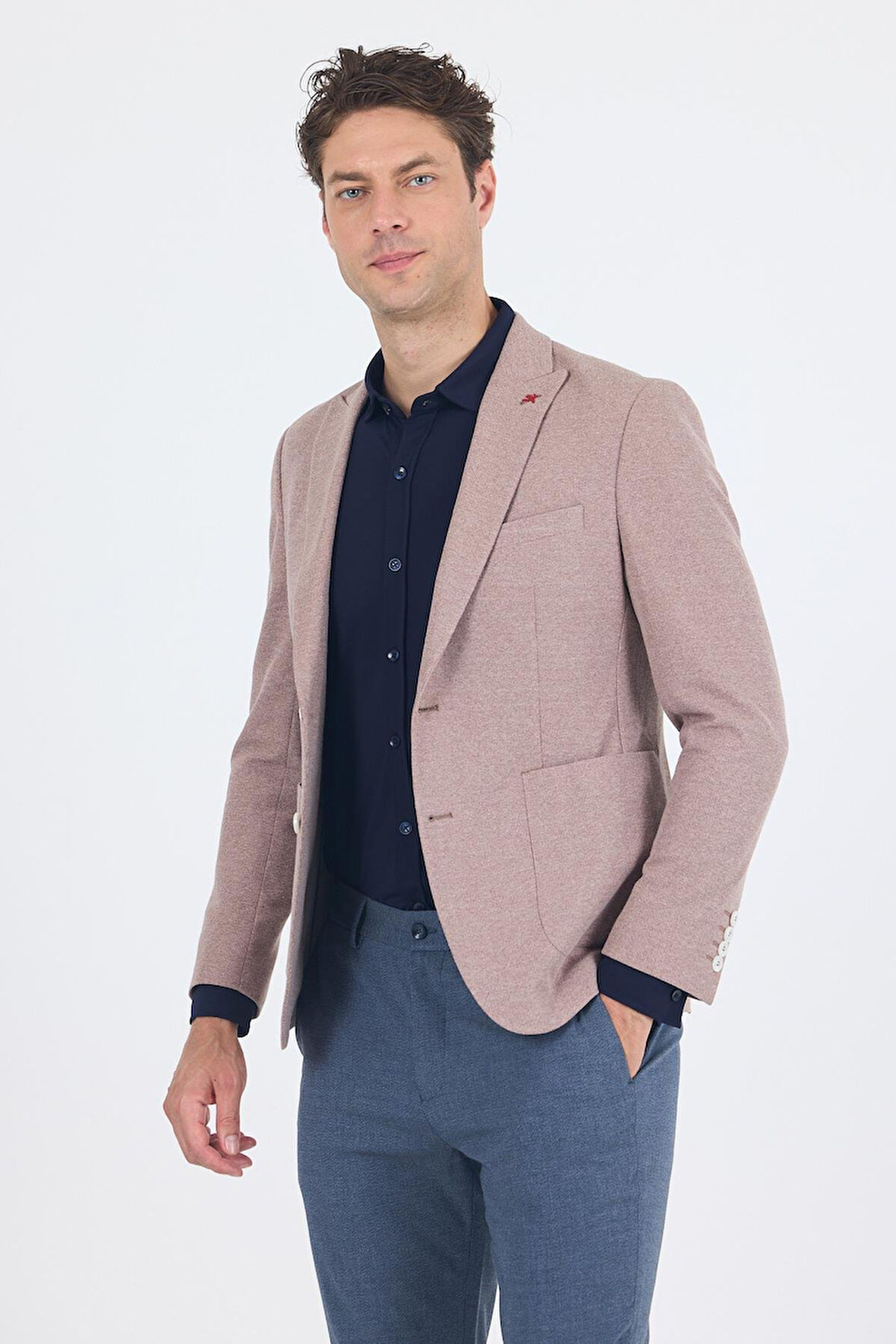 Düz Örme Pamuklu 6 Drop Slim Fit Ceket 1002250114