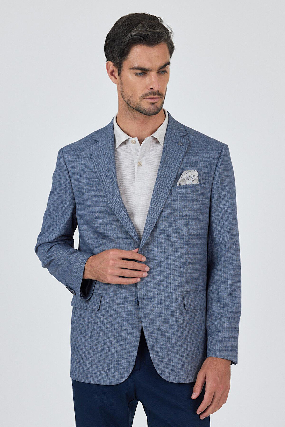 Lacivert Mono Yaka Bez Ayağı Tam Astar Esnek 4 Drop Comfort Fit Classic Ceket 1002250156