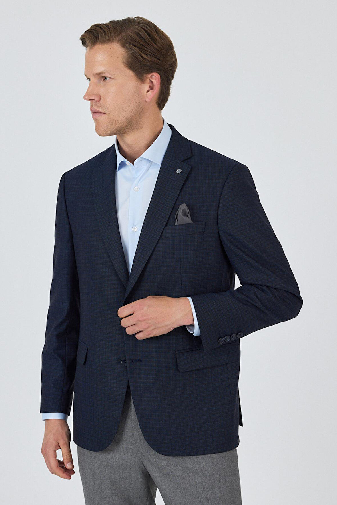 Koyu Lacivert Mono Yaka Bez Ayağı Tam Astar Esnek 4 Drop Comfort Fit Classic Ceket 1002250157