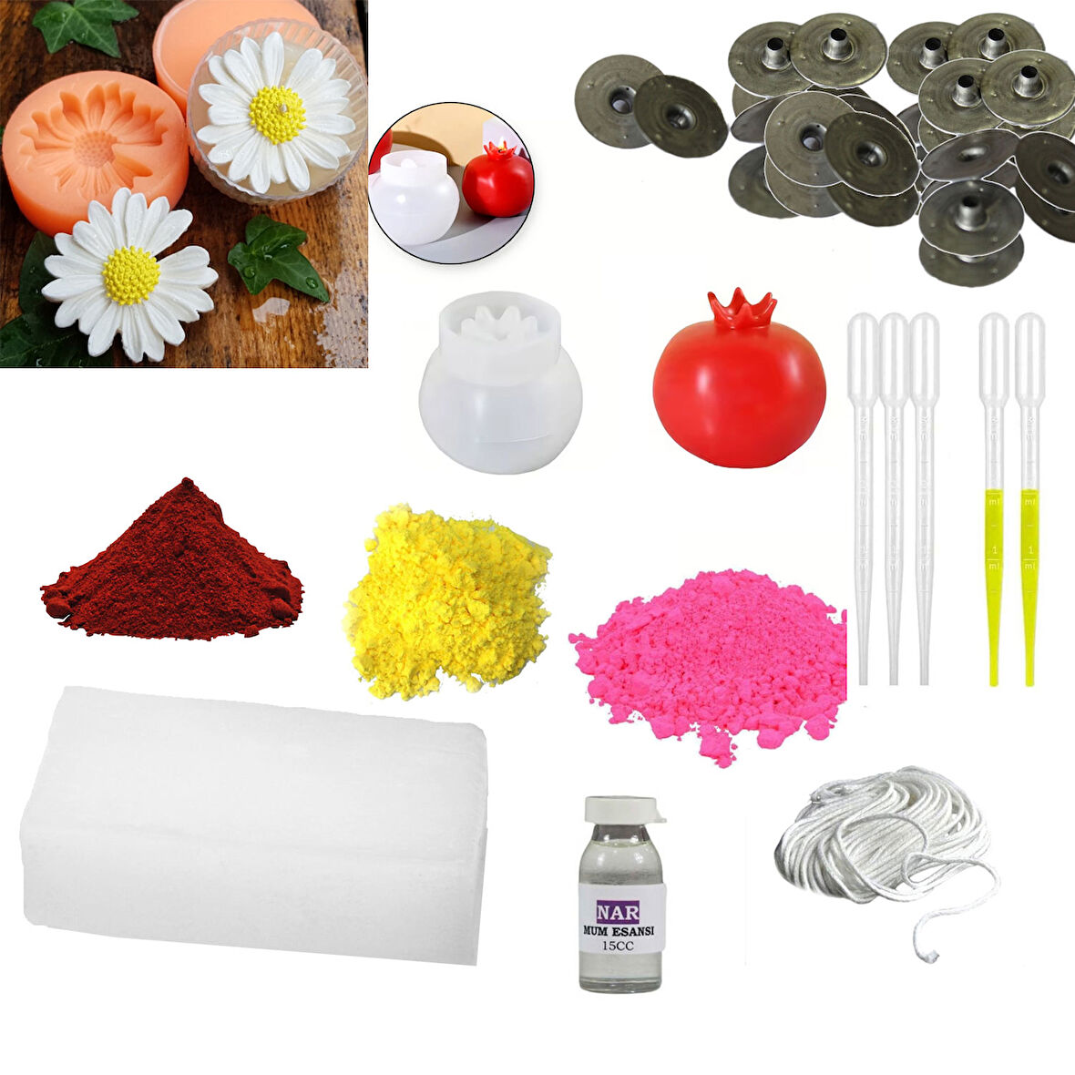 Mum Başlangıç Seti 63 Parça Kokulu ve Renkli Mum Yapım Kiti