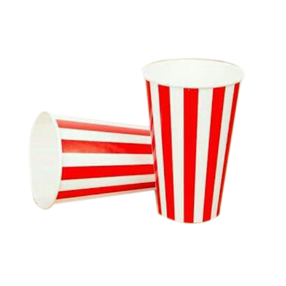 Karton Bardak  12 Oz Kırmızı Beyaz Çizgi Desenli (50 Adet)