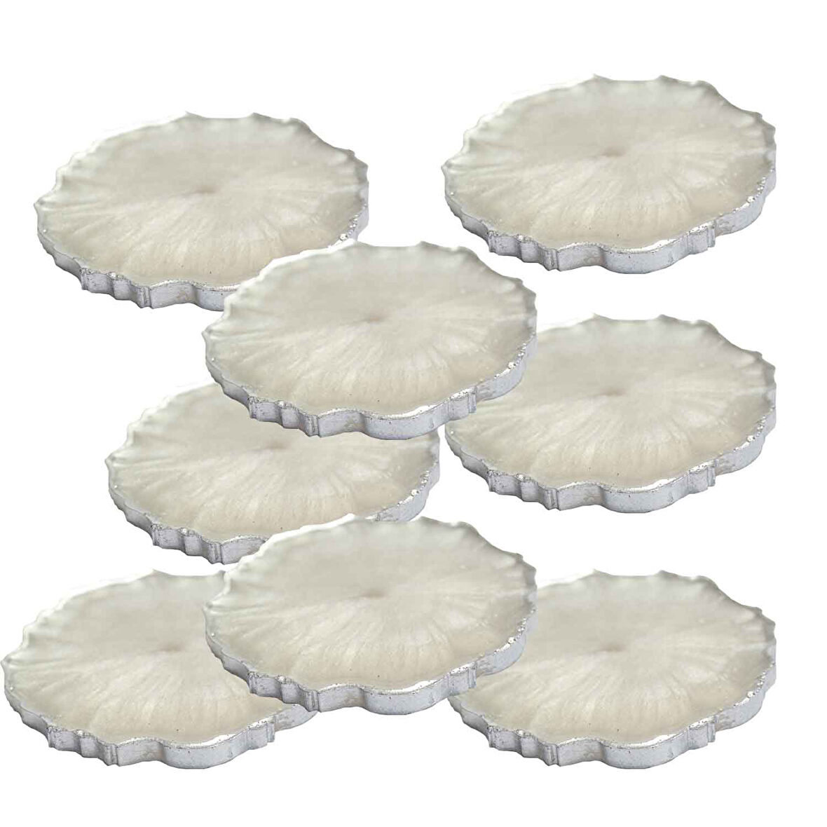 Epoksi Magnet  Yanı Gold Gümüş Varaklı 7 CM  (10  Adet)  Gümüş