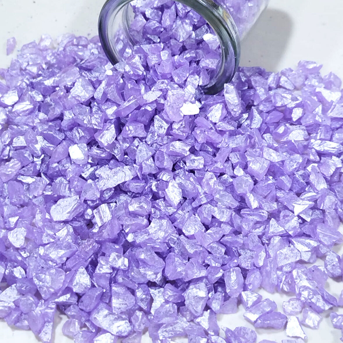 Dekoratif Gerçek Cam Kırığı (4-8 MM Arlığında  50 GR) Lila