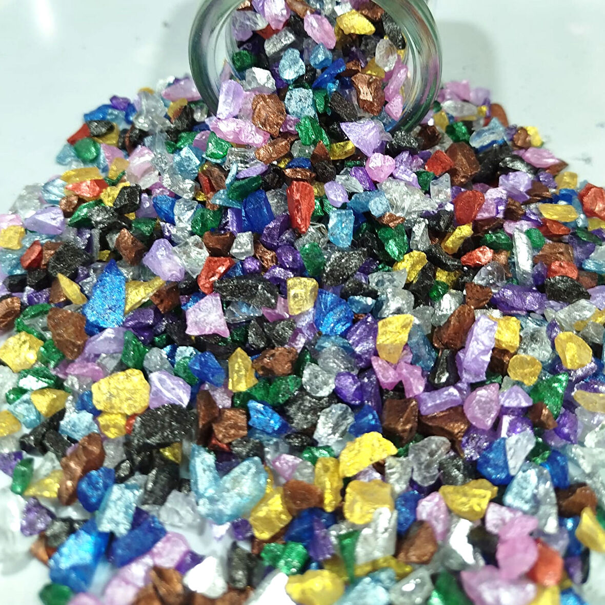 Dekoratif Gerçek Cam Kırığı (  4-8 MM Arlığında  50 GR)  Karışık Renk