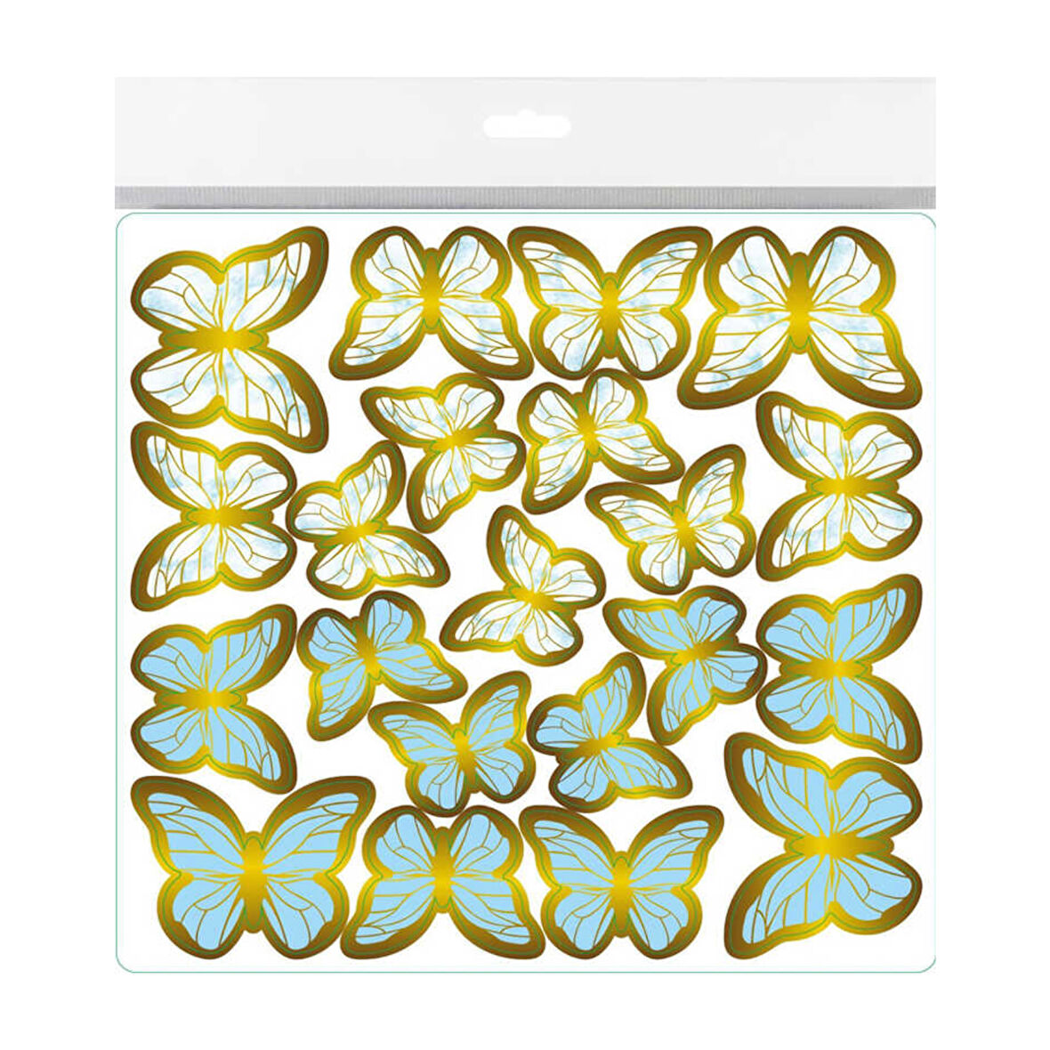 Varaklı Kelebek Dekoratif Süs (63 Adet)  Mavi