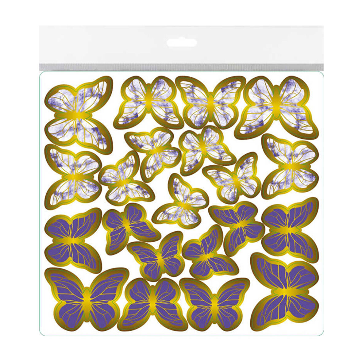 Varaklı Kelebek Dekoratif Süs (63 Adet)  Mor