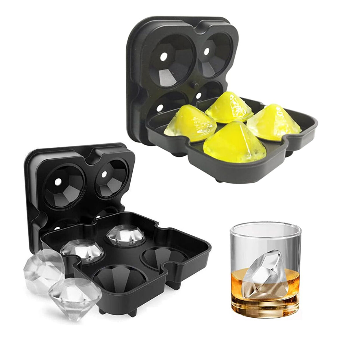 Silikon Elmas Buz Kalıbı 4 Lü