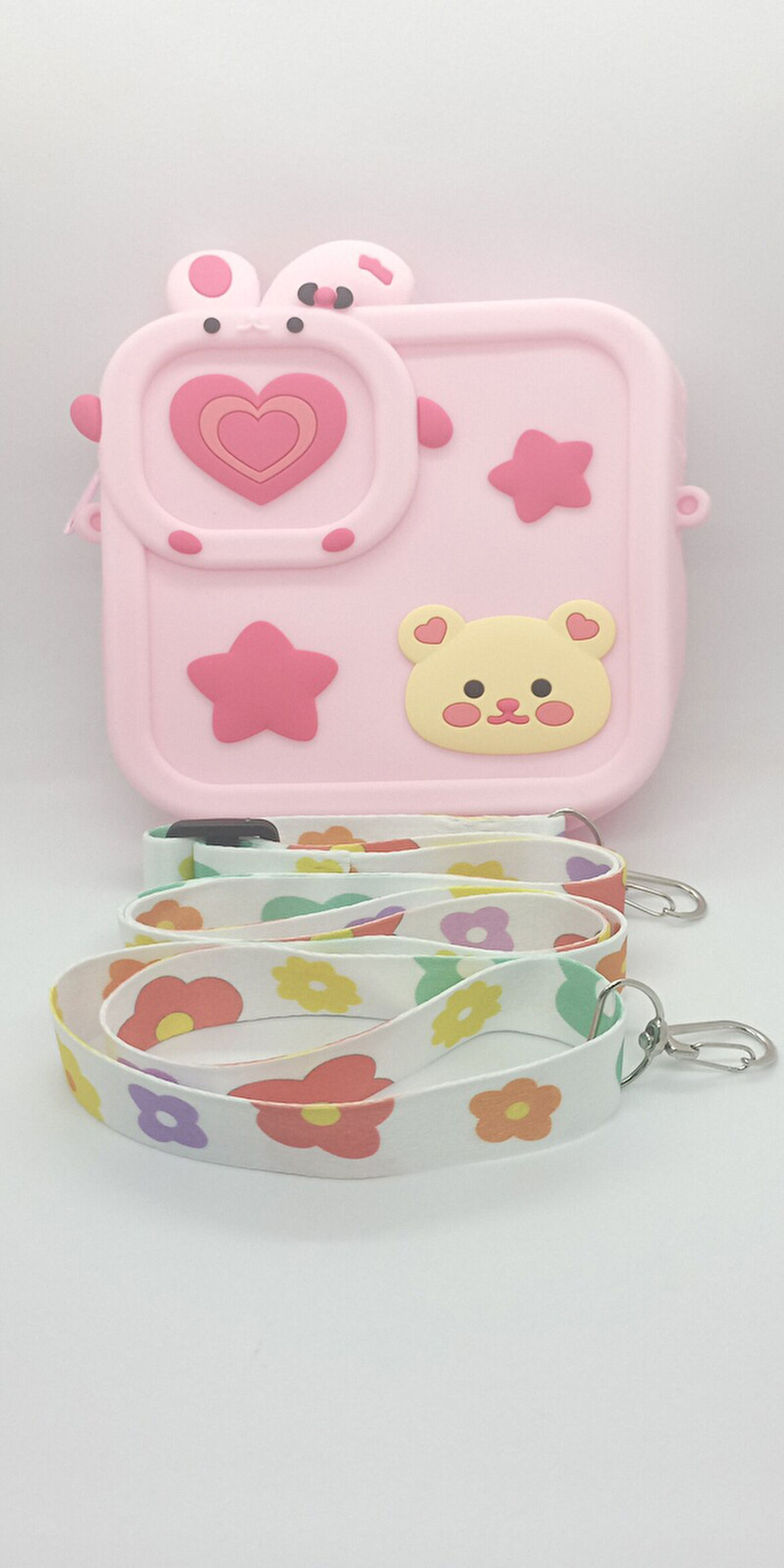 Pembe Renk Kare Ayıcık Desen Çocuk Çantası