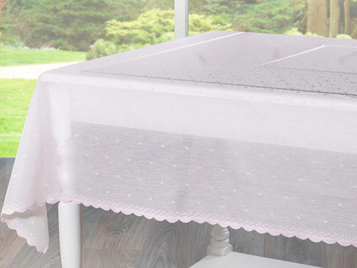 English Home Linen Örme Masa Örtüsü 150×180 cm Açık Pembe | Zarif ve Kolay Temizlenebilir Masa Örtüsü