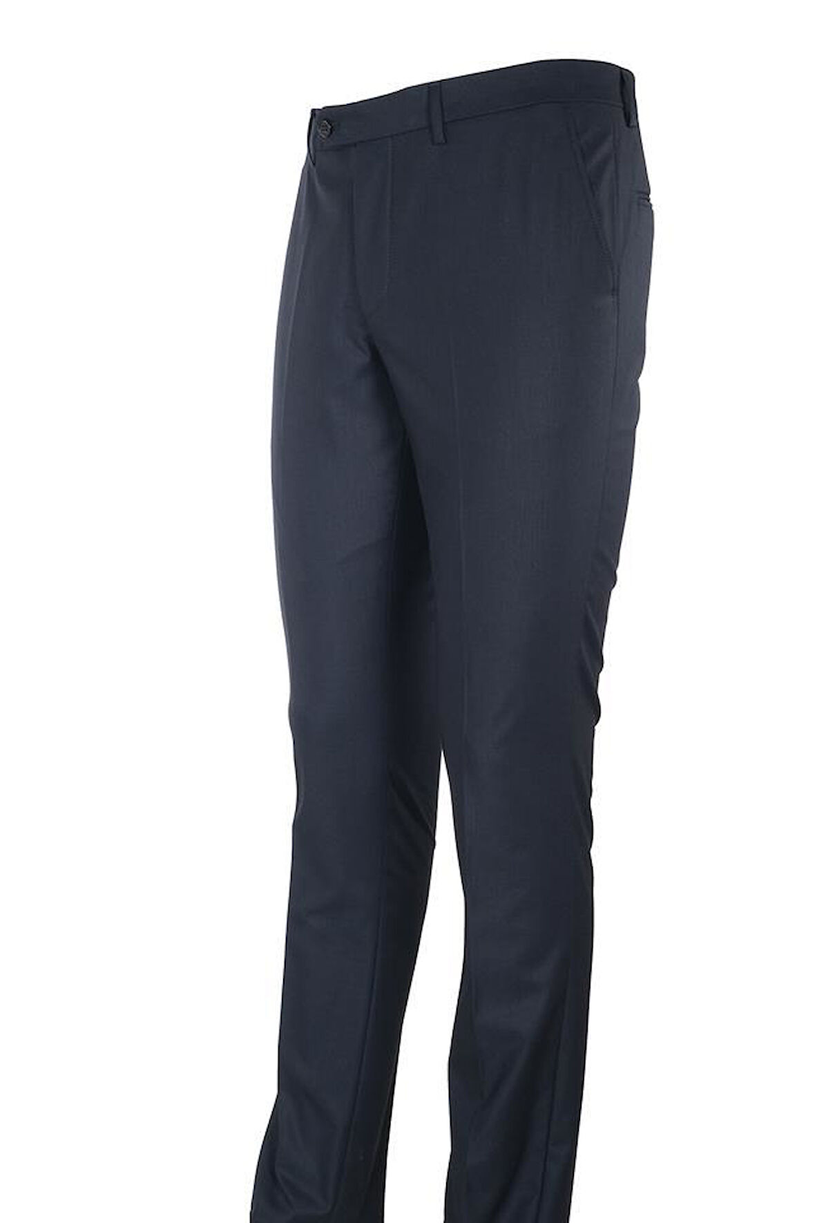 Lacivert Gabardin Yan Cepli Slim Fit Dar Kesim Basic Pantolon 1003190013
