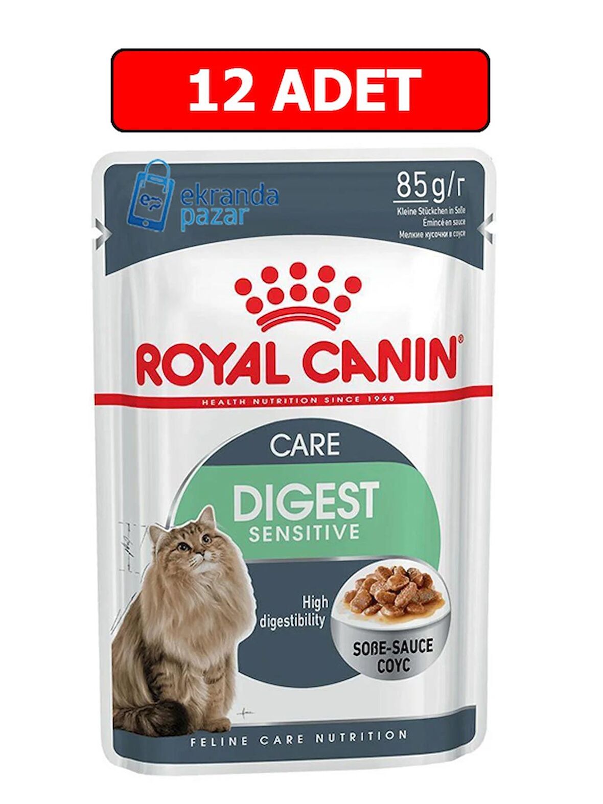 Royal canin digest sensitive gravy adult 85 gr x 12 adet yaş kedi maması pouch pounç digestive