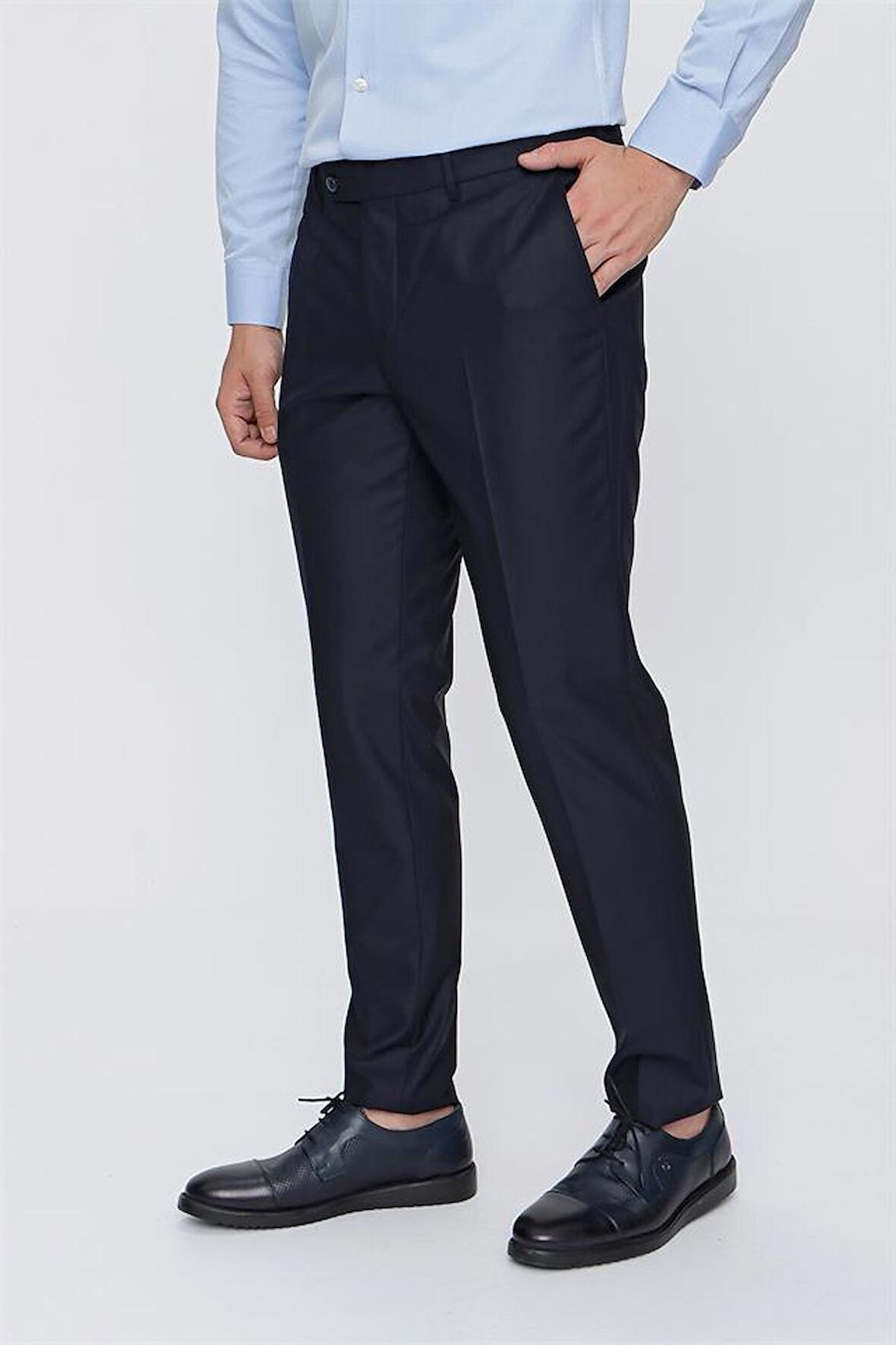 Gabardin Yan Cepli Slim Fit Dar Kesim Basic Pantolon 1003220013 Lacivert