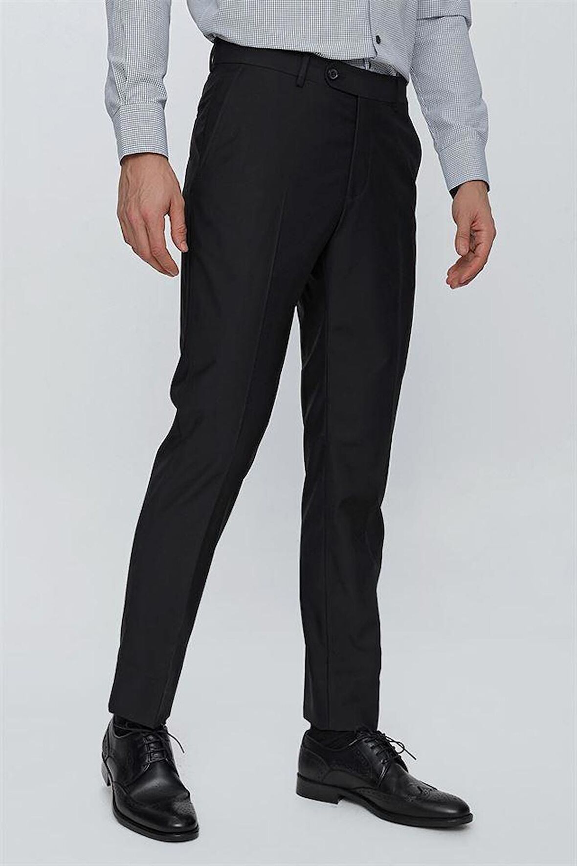 Gabardin Yan Cep Slim Fit Dar Kesim Basic Pantolon 1003230013 Siyah