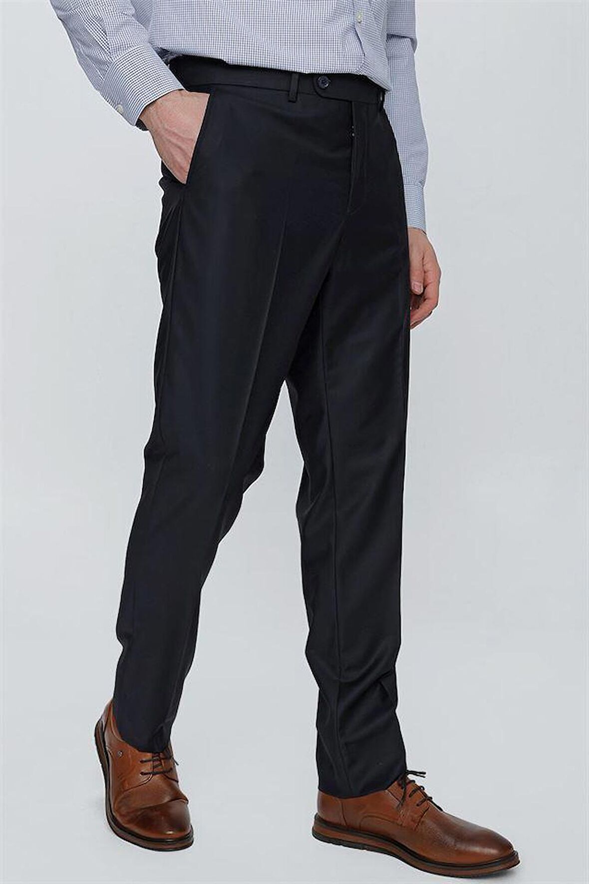 Gabardin Yan Cep Slim Fit Dar Kesim Basic Pantolon 1003230013 Lacivert