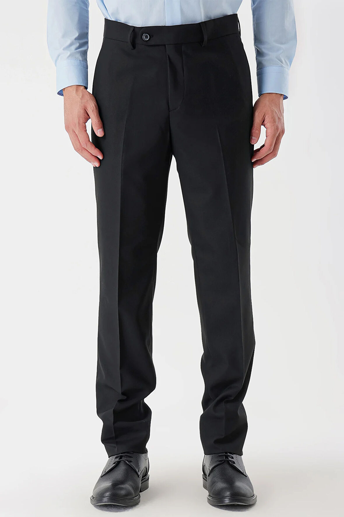 Siyah Yan Cepli Slim Fit Dar Kesim Klasik Pantolon 1003235122