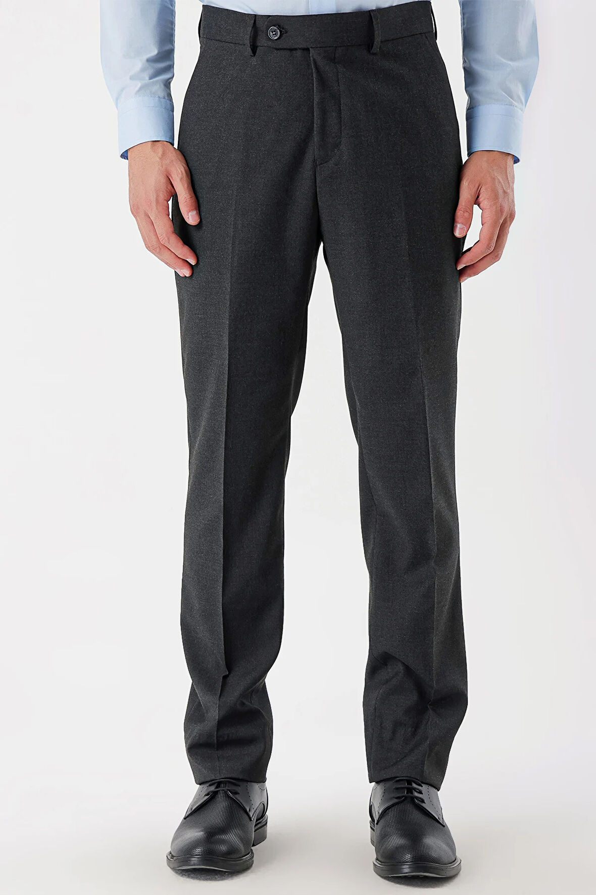 Koyu Antrasit Yan Cepli Slim Fit Dar Kesim Klasik Pantolon 1003235122