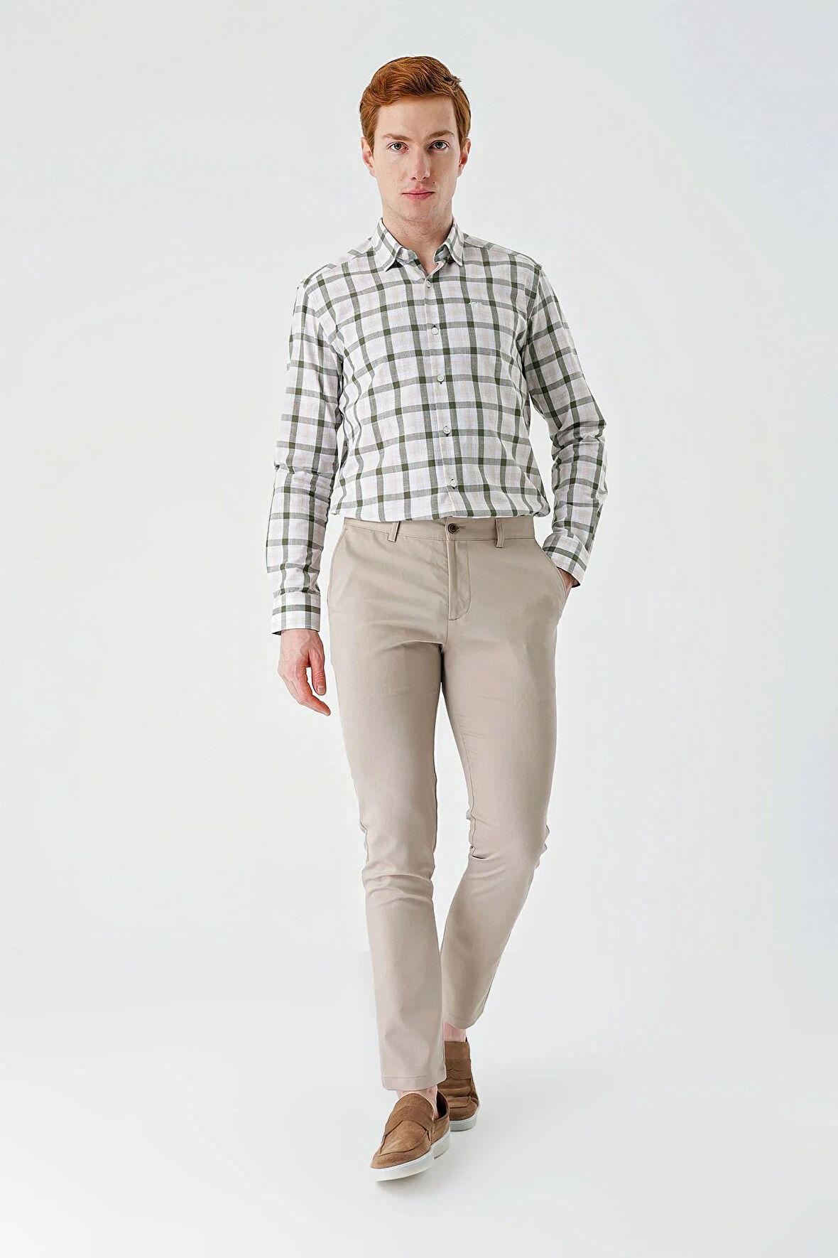Koyu Bej Gabardin Pamuklu Yan Cepli Comfort Fit Rahat Kesim Casual Pantolon 1003240113